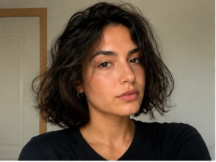 Short & wavy hair before immetee mousse
